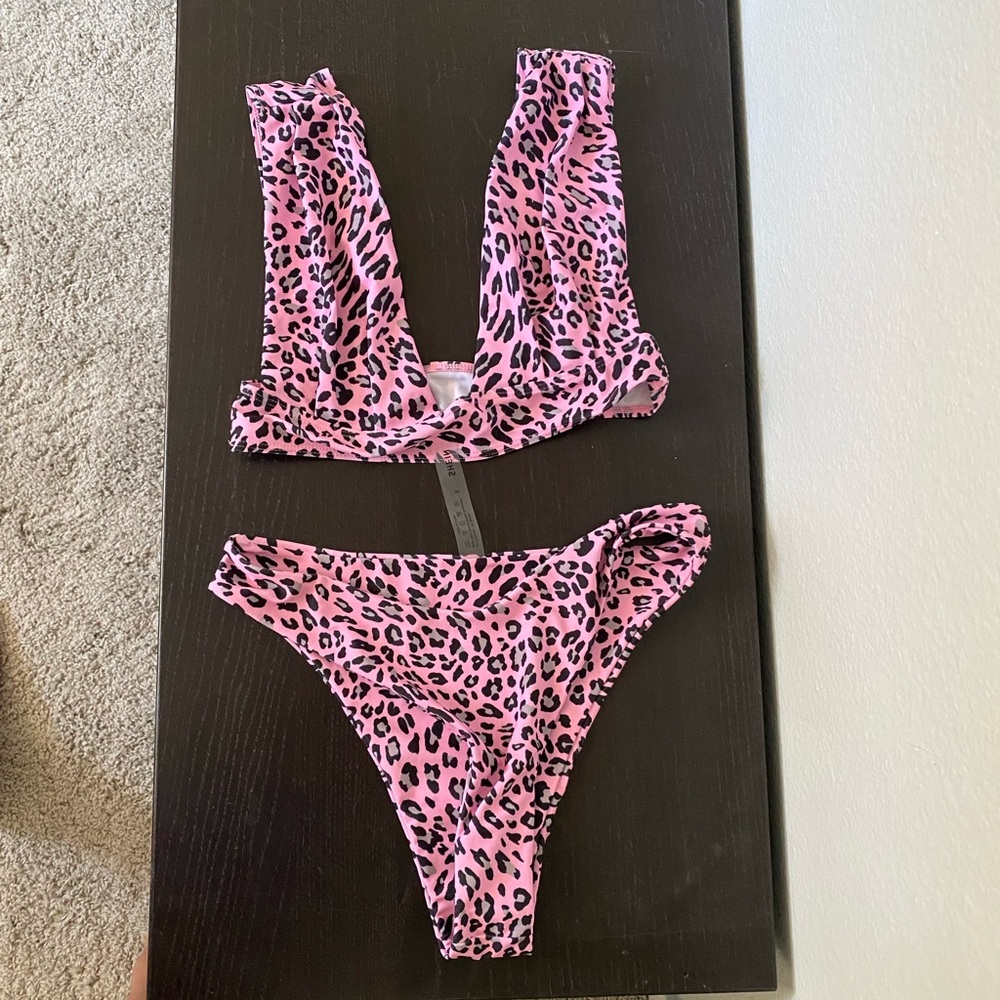 Shein Pink Leopard Bikini